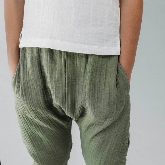 Organic Muslin Unisex Kids Set for summer T-Shirt with Shorts or Pants Sizes - Picture 7 of 13